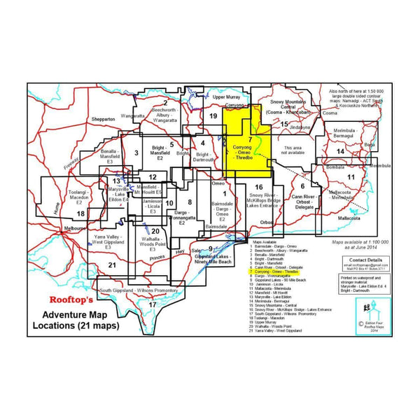 Rooftops Corryong - Omeo - Thredbo Adventure Map | Image Showing The Lay Out Of The Map.