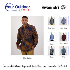 Swanndri Men's Egmont Full Button Flannelette Shirt | Hero Image Showing All Logos, Titles And Variants.