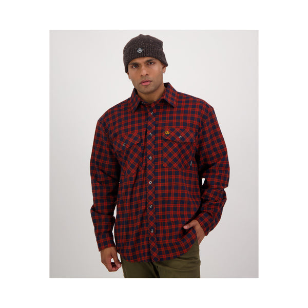Red Lattice | Swanndri Men's Egmont Full Button Flannelette Shirt Image Showing No Logos Or Titles.