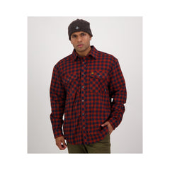 Red Lattice | Swanndri Mens Egmont Full Button Flannelette Shirt Hero Image Showing Logos, Titles And Variants.