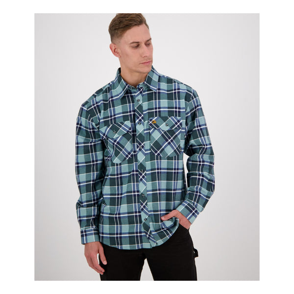 Sage | Swanndri Men's Egmont Full Button Flannelette Shirt Image Showing No Logos Or Titles.