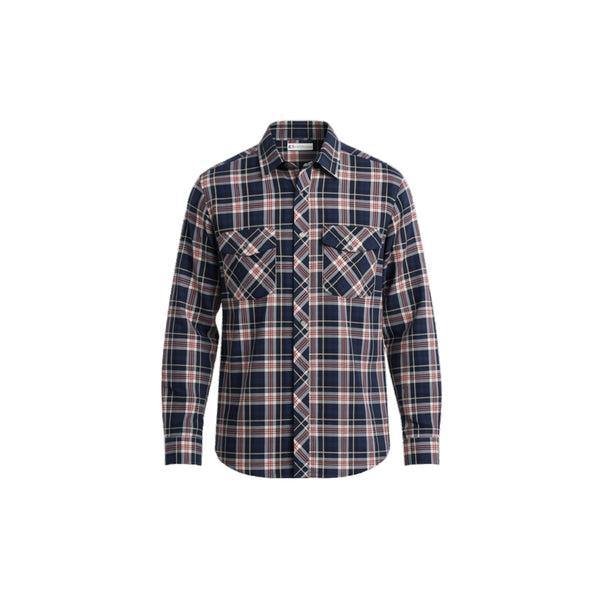 Sunset Navy | Swanndri Mens Full Button Egmont Flannelette Shirt Image Showing No Logos Or Titles.