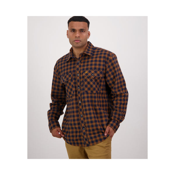 Toffee Lattice | Swanndri Men's Egmont Full Button Flannelette Shirt Image Showing No Logos Or Titles.