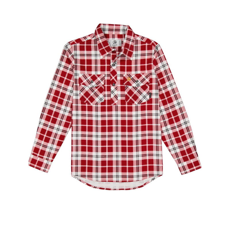 Country Red | Swanndri Kids Flannelette Shirt - Front. 
