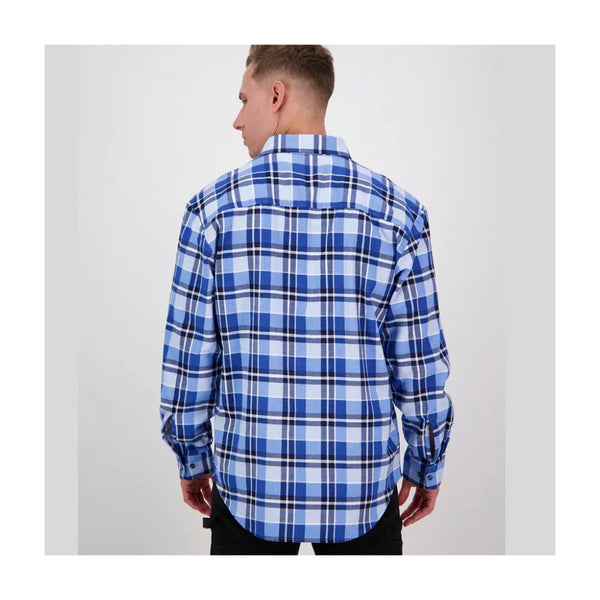 Arctic | Swanndri Men's Egmont Half Button Flannelette Shirt Image Showing Back View.