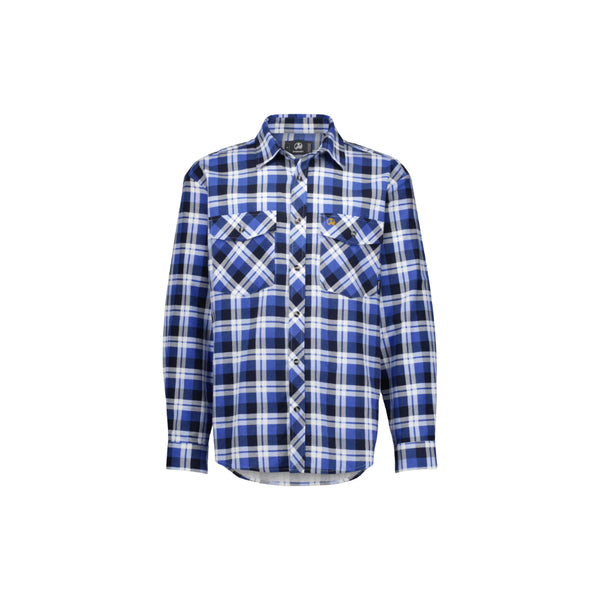 Mid Blue | Swanndri Mens Full Button Egmont Flannelette Shirt Image Showing No Logos Or Titles.