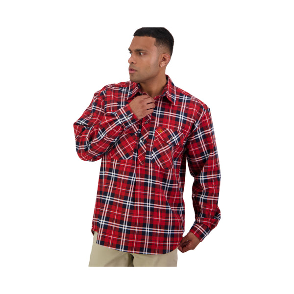Rata | Swanndri Mens Egmont Half Button Flannelette Shirt Image Showing No Logos Or Titles.