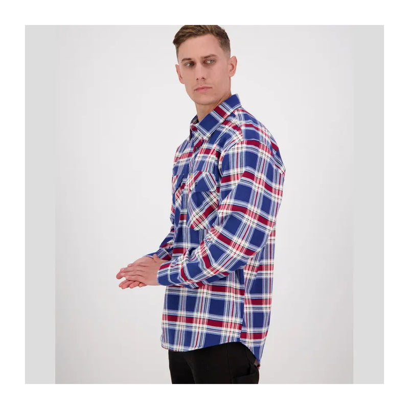 Crimson | Swanndri Men's Egmont Half Button Flannelette Shirt Image Showing No Logos Or Titles.