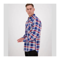Crimson | Swanndri Men's Egmont Half Button Flannelette Shirt Image Showing No Logos Or Titles.