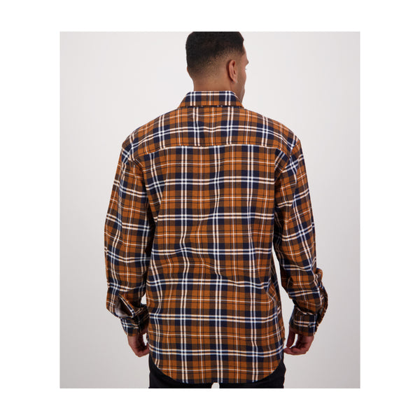 Kauri | Swanndri Men's Egmont Half Button Flannelette Shirt Image Showing Back View.