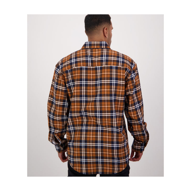 Kauri | Swanndri Men's Egmont Half Button Flannelette Shirt Image Showing Back View.