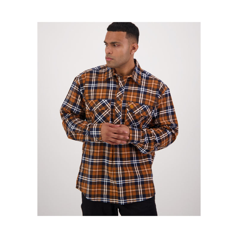 Kauri | Swanndri Men's Egmont Half Button Flannelette Shirt Image Showing No Logos Or Titles.