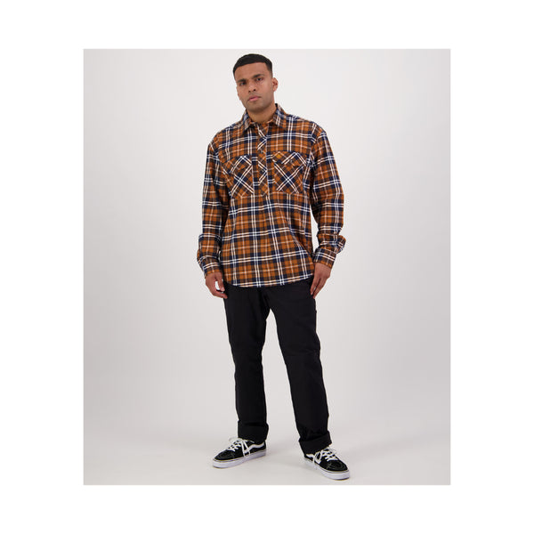Kauri | Swanndri Men's Egmont Half Button Flannelette Shirt Image Showing Full Front View.