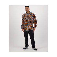 Kauri | Swanndri Men's Egmont Half Button Flannelette Shirt Image Showing Full Front View.