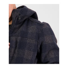 Coal Check | Men's Hudson Hoody, Front View Close Up Of Shoulder and Check.