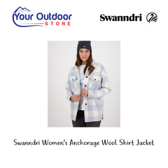 Swanndri Women's Anchorage Wool Shirt Jacket. Hero Image Showing Logos and Title. 