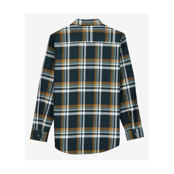 Deep Green | Swanndri Kid's Egmont Flannelette Shirt Image Showing Back View.
