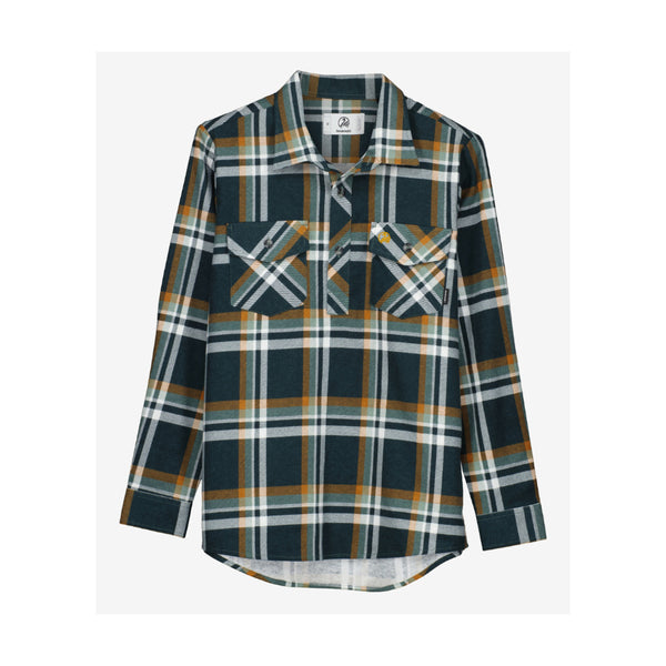 Deep Green | Swanndri Kid's Egmont Flannelette Shirt Image Showing Front View.