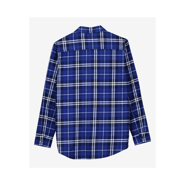 Midnight | Swanndri Kid's Egmont Flannelette Shirt Image Showing Back View.