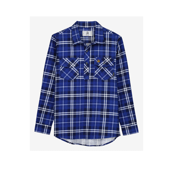 Midnight | Swanndri Kid's Egmont Flannelette Shirt Image Showing Front View.
