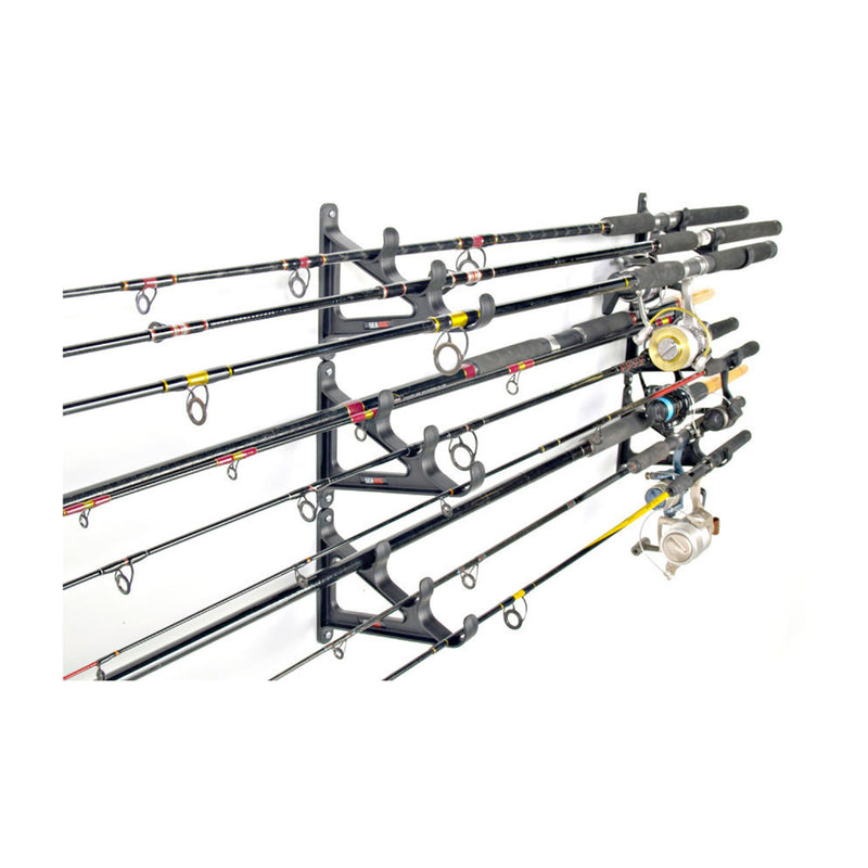 Black | Sea Dog Rod Rack Image Showing Rods, Sorted On Rod Racks (Rod Sold Separately).