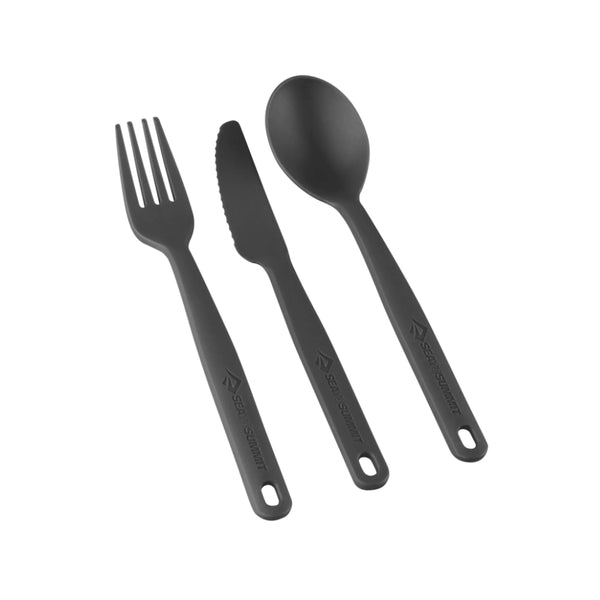 Charcoal | Sea To Summit Camp Cutlery 3 Piece Set Image Showing No Logos Or Titles.