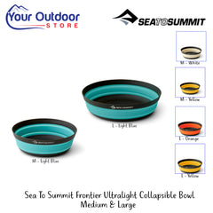 Sea To Summit Frontier Ultralight Collapsible Bowl | Hero Image Showing All Logos, Titles, And Variants.