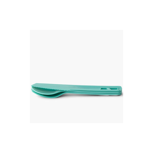 Blue | Sea To Summit Passage 3 Piece Cutlery Set Image Showing Set Stacked Together For Easy Transport   And Storage.