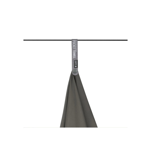Black | Sea To Summit Pocket Towel Image Showing The Towel Hanging To Dry.