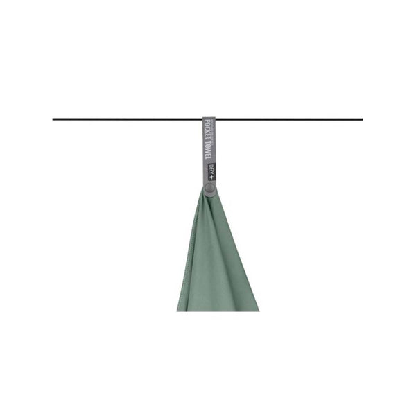 Sage | Sea To Summit Pocket Towel Image Showing Pocket Towel Hung Up To Dry.