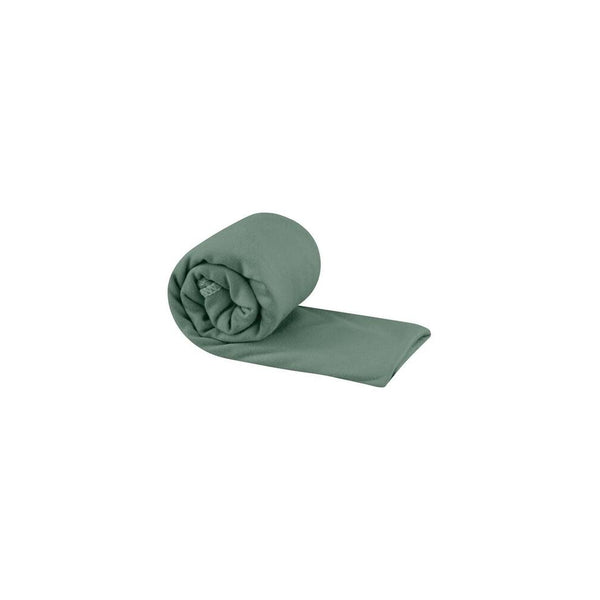 Sage | Sea To Summit Pocket Towel Image Showing Towel Rolled Up.