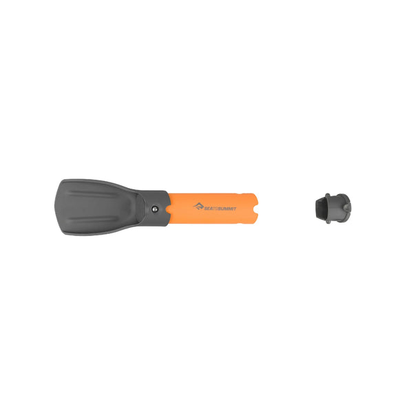 Grey / Orange | Sea To Summit Pocket Trowel Image Showing End Cap Off, As Storage Space.