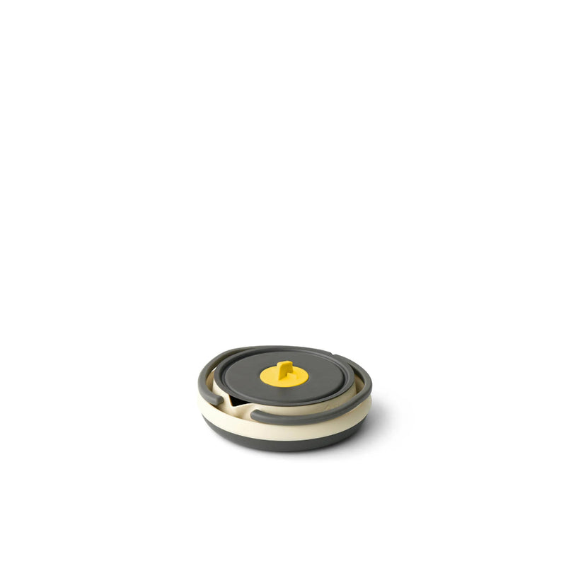 1.1 L / White | Sea To Summit Frontier Ultralight Collapsible Kettle Image Showing Kettle Collapsed.