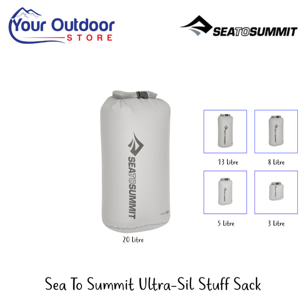 Sea To Summit Ultra-Sill Stuff Sack | Hero Image Showing All Logos, Titles And Variants.