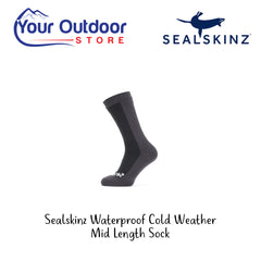 Sealskinz Waterproof All Weather Mid Length Sock. Hero Image Showing Logos and Title. 