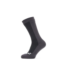 Black | Sealskinz Mid Length Sock, Side View.