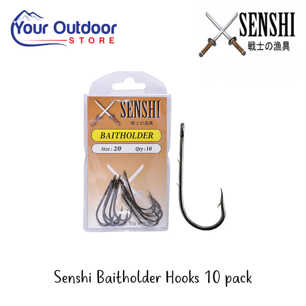 Senshi Baitholder Hooks 10Pack | Hero Image Showing All Logos And Titles.