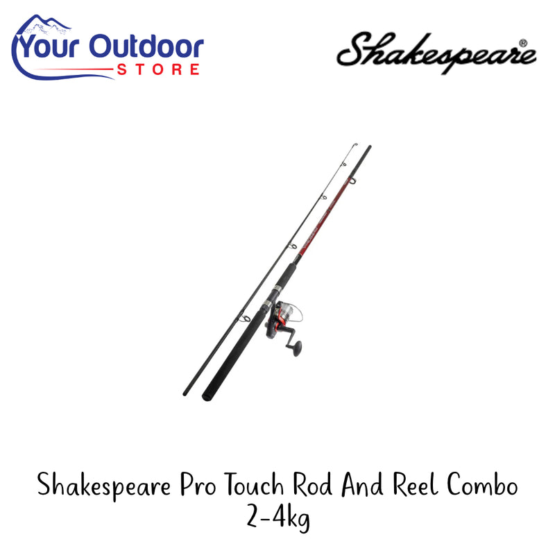 Shakespeare Pro Touch Rod And Reel Combo 2-4kg | Hero Image Showing All Logos And Titles.