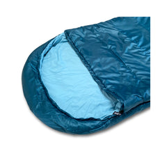 Teal | Sherpa Pemba +5 Sleeping Bag Image Showing Close Up View Of Hood Zipper Closed.
