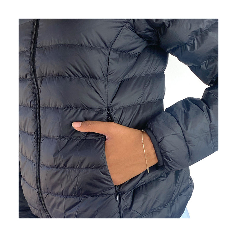 Black | Sherpa Women's Jacket. Showing zipper Pockets.