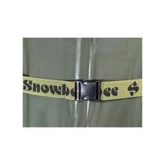 Olive Green | Snowbee Granite Chest Waders Image Showing Close Up Of Waist Buckle.