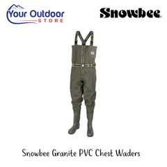 Snowbee Granite PVC Chest Waders | Hero Image Showing All Logos And Titles.