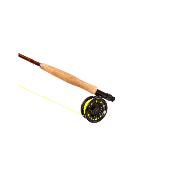 Snowbee Ready To use Fly Fishing Kit | Image Showing Close Up Of Cork Handle And Pre-Spooled Reel.