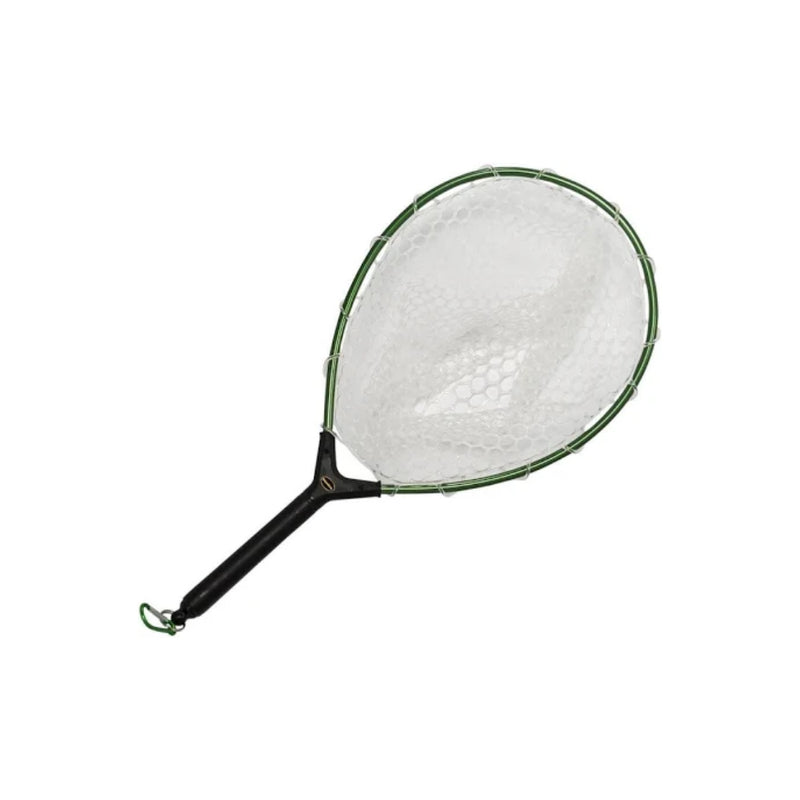 Green | Snowbee Rubber Mesh Small Hand Net With Magnet Release Image Showing No Logos Or Titles.