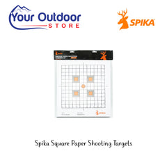 Spika Square Paper Shooting Targets. Hero Image Showing Logos and Title. 