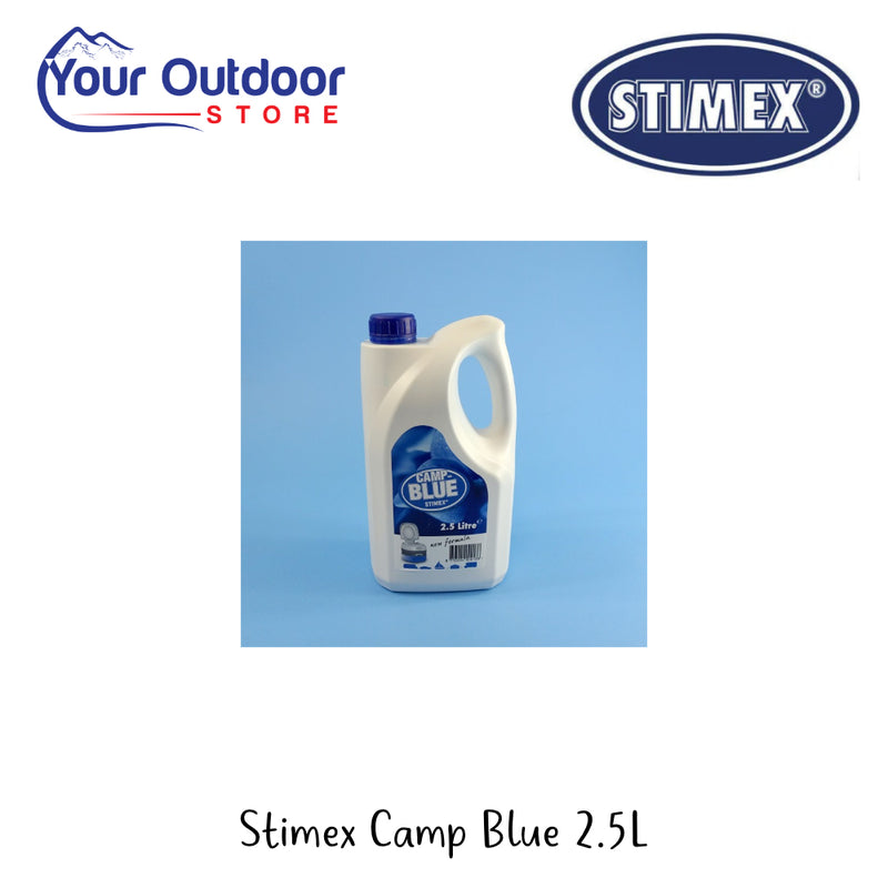 Stimex Camp Blue 2.5L | Hero Image Showing All Logos And Titles.