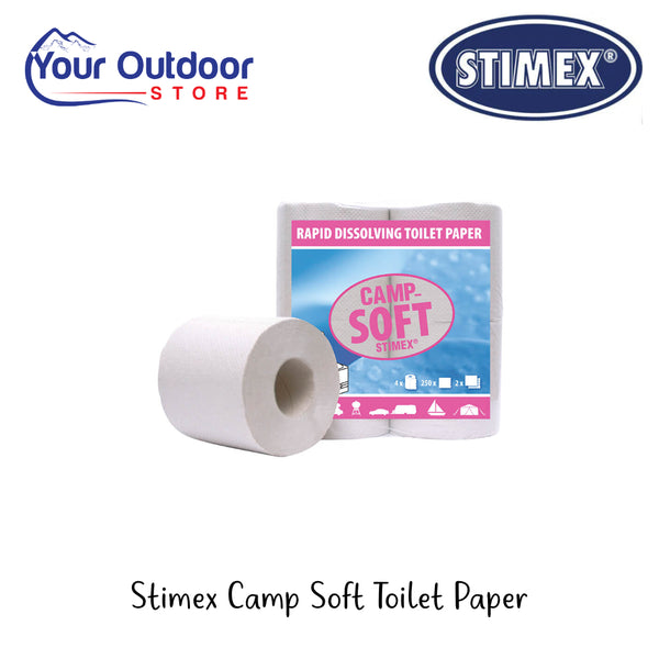 Stimex Camp Soft Toilet Paper | Hero Image Showing All Logos And Titles.