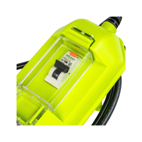 Green | Supex 15-Amp To -10Amp Caravan Power Adaptor Image Showing Close Up View Of The Switch, Cover Closed.