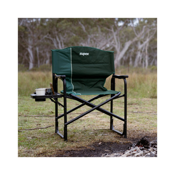 Green | Supex Aluminium Directors Chair Image Showing The Supex Chair Set Up At Camp.