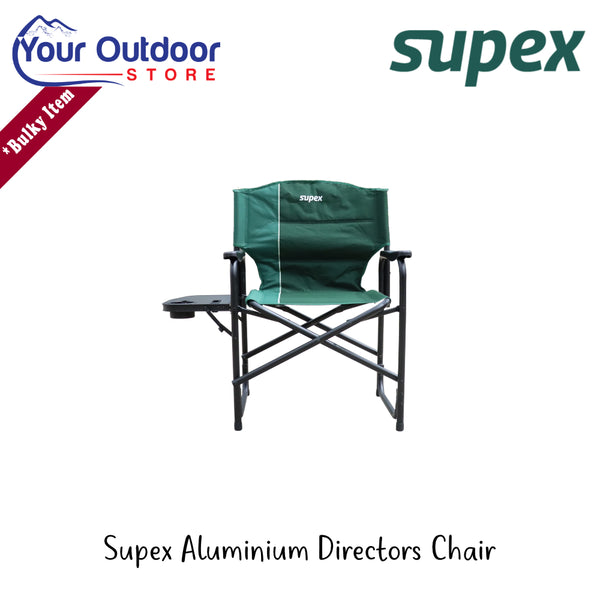 Supex Aluminium Directors Chair | Image Showing All Logos And Titles.